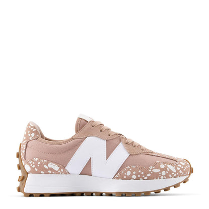 Taupe - Front - New Balance Womens-Ladies 327 Suede Flat Trainers