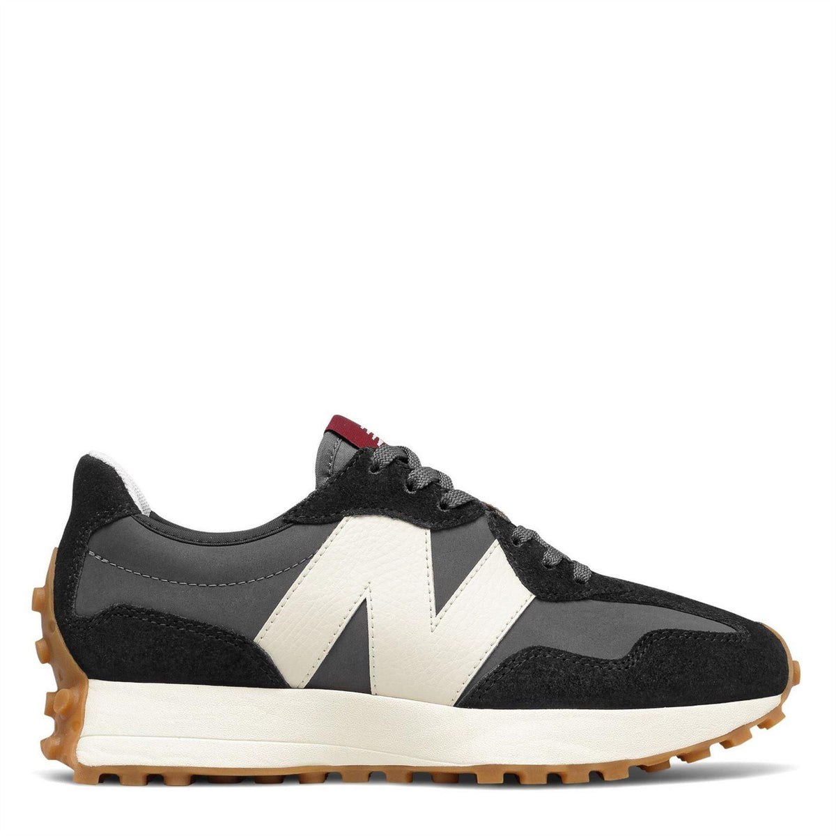 Black-White-Gum - Front - New Balance Womens-Ladies 327 Suede Flat Trainers