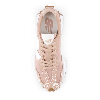 Taupe - Back - New Balance Womens-Ladies 327 Suede Flat Trainers