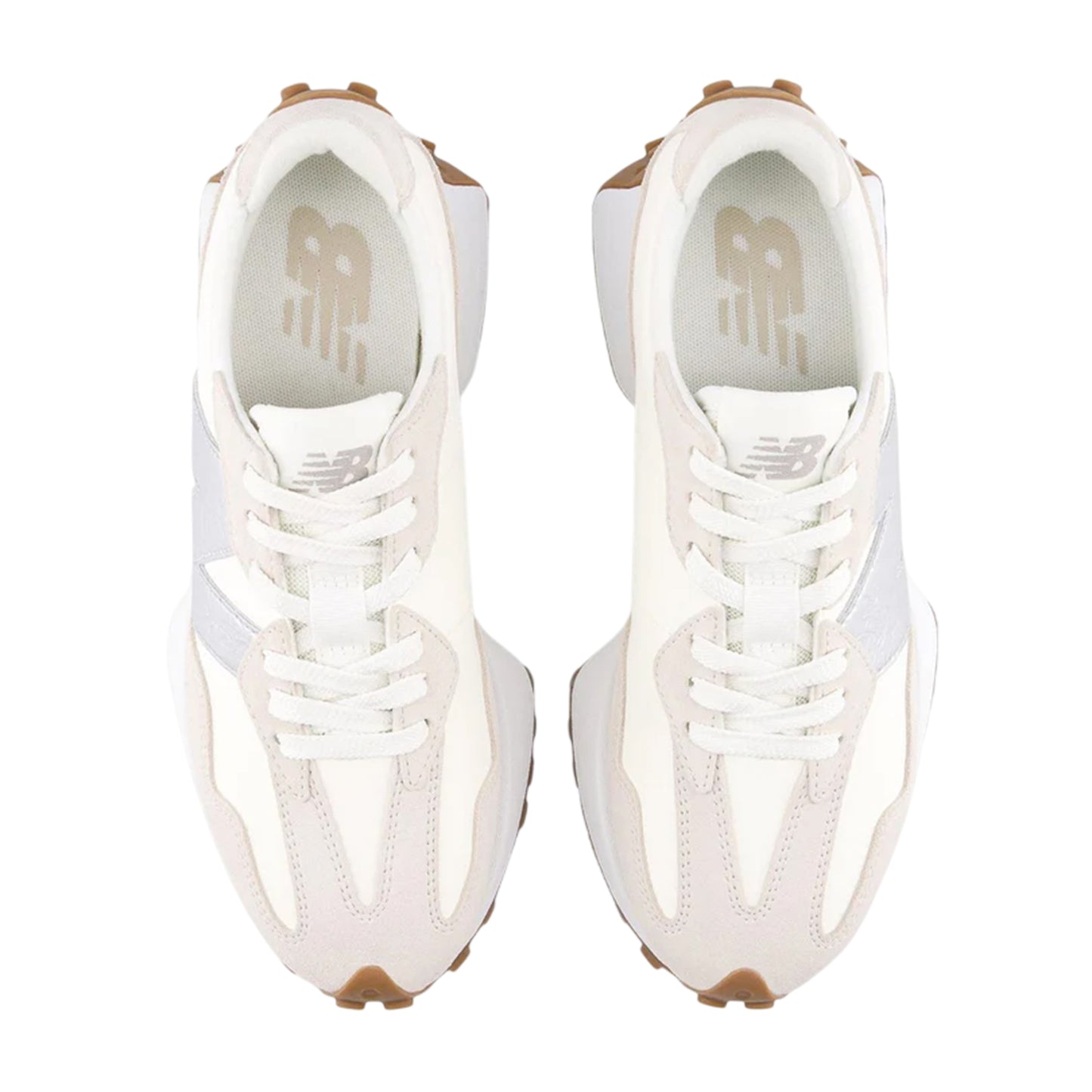 White-Silver - Back - New Balance Womens-Ladies 327 Suede Flat Trainers