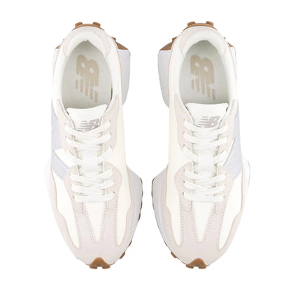 White-Silver - Back - New Balance Womens-Ladies 327 Suede Flat Trainers