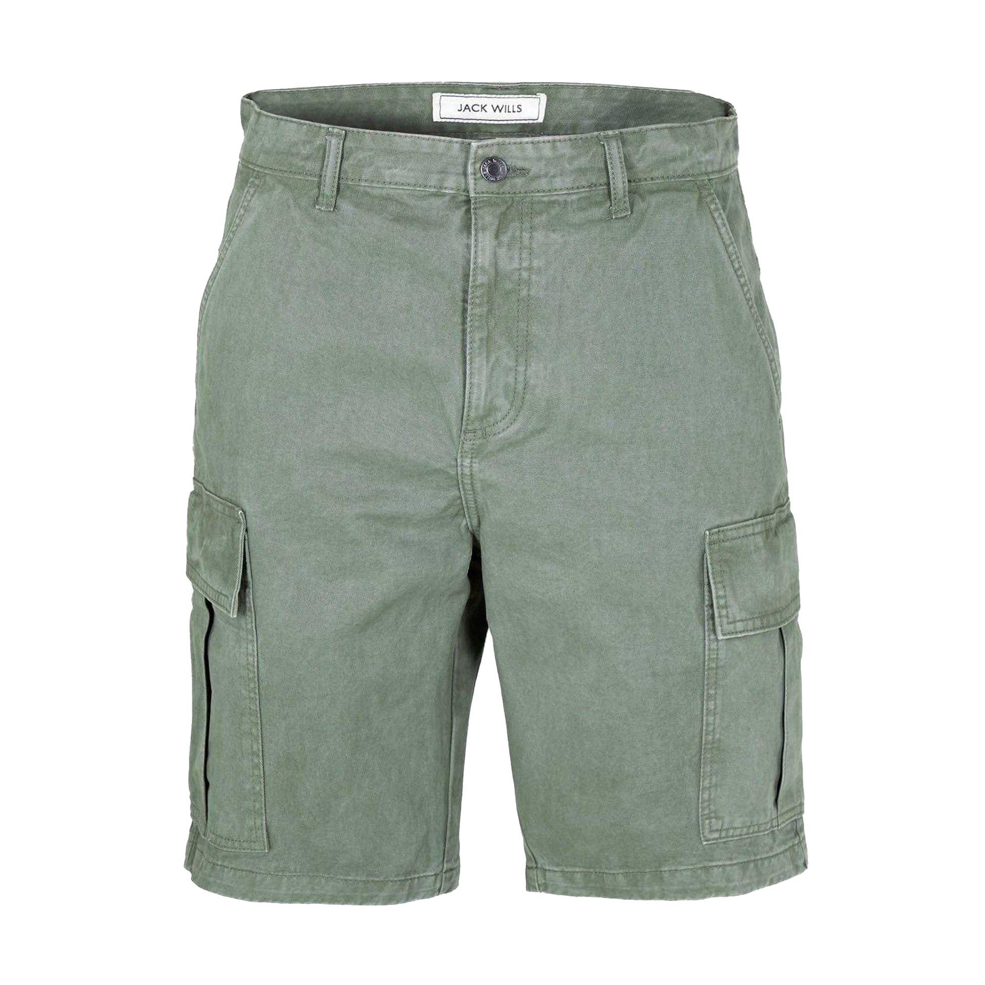 Slate - Front - Jack Wills Mens Cotton Blend Cargo Shorts