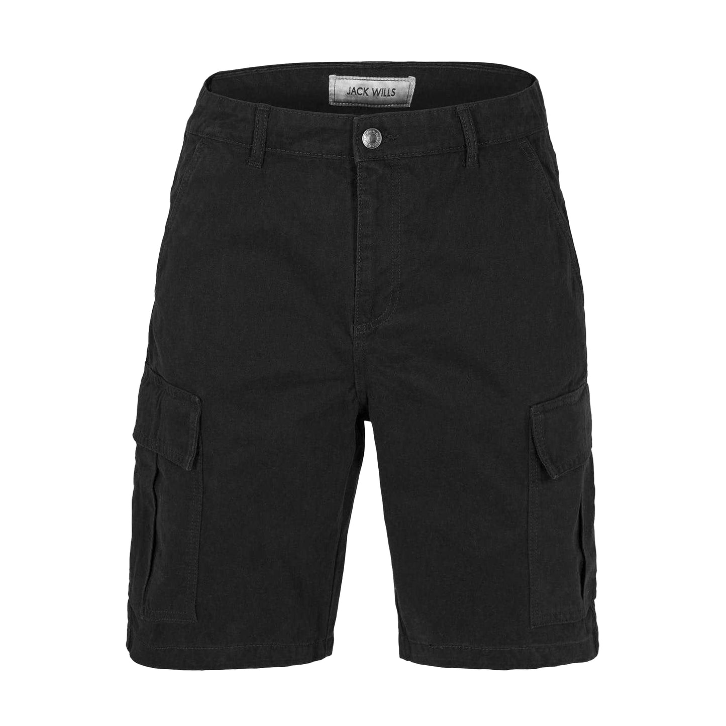 Black - Front - Jack Wills Mens Cotton Blend Cargo Shorts