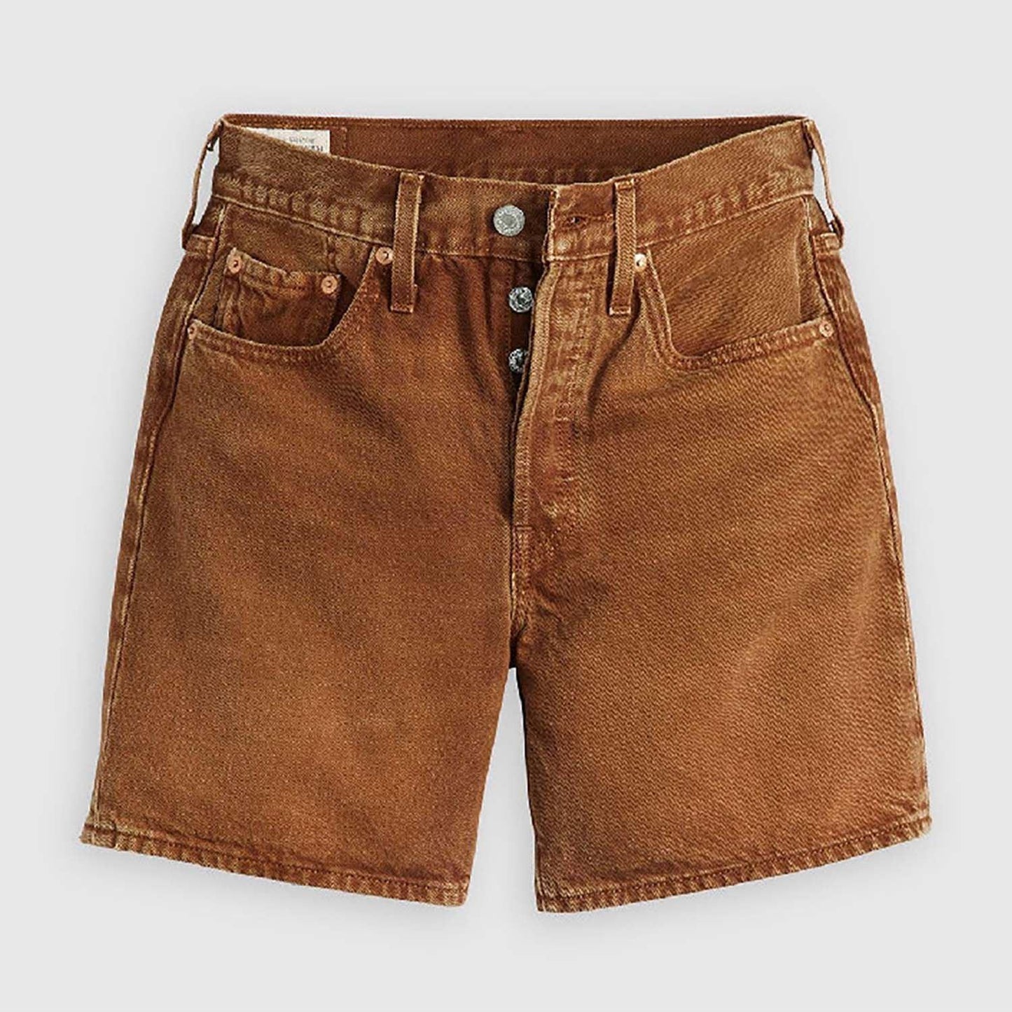 Brown - Front - Levis Womens-Ladies 501 Mid Thigh Shorts
