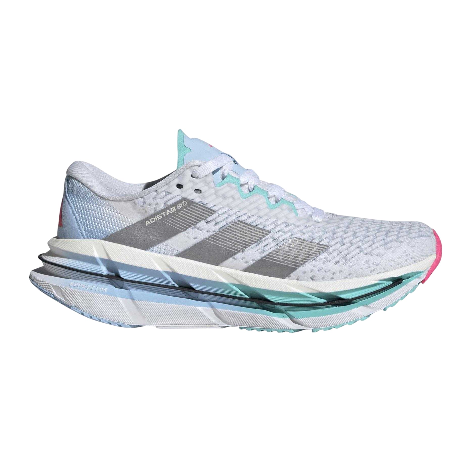 White-Silver-Aqua - Front - Adidas Womens-Ladies Adistar Byd Platform Trainers