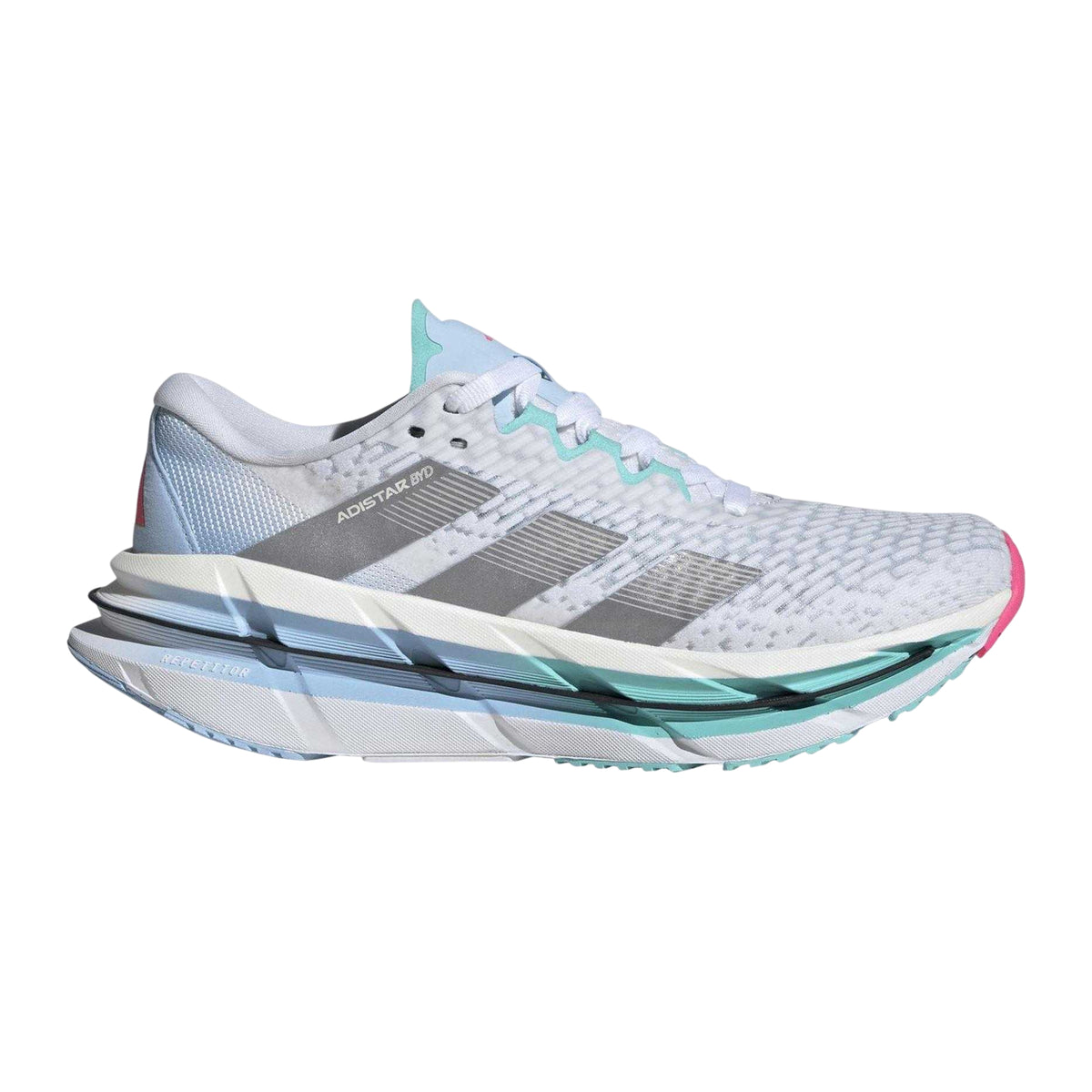 White-Silver-Aqua - Front - Adidas Womens-Ladies Adistar Byd Platform Trainers