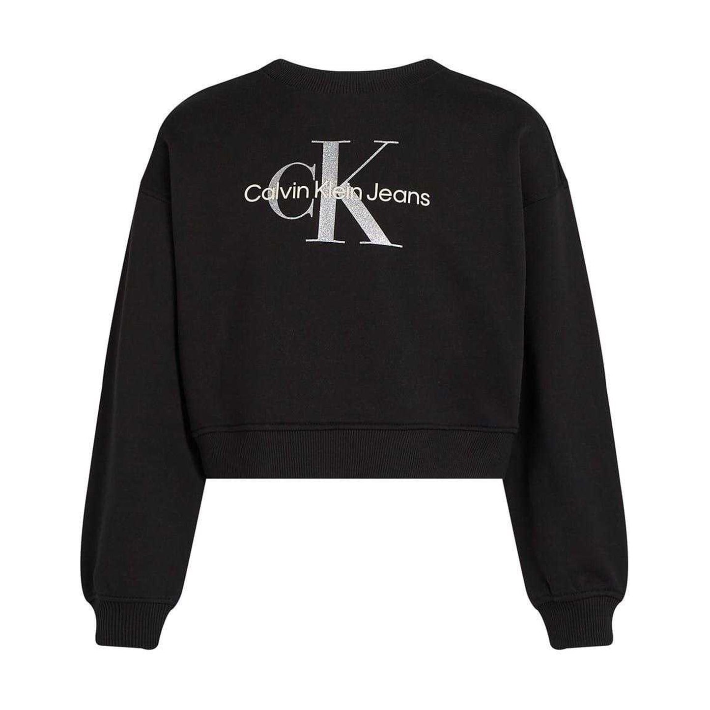 Black - Front - Calvin Klein Girls Jeans Ribbed Long-Sleeved Sweatshirt