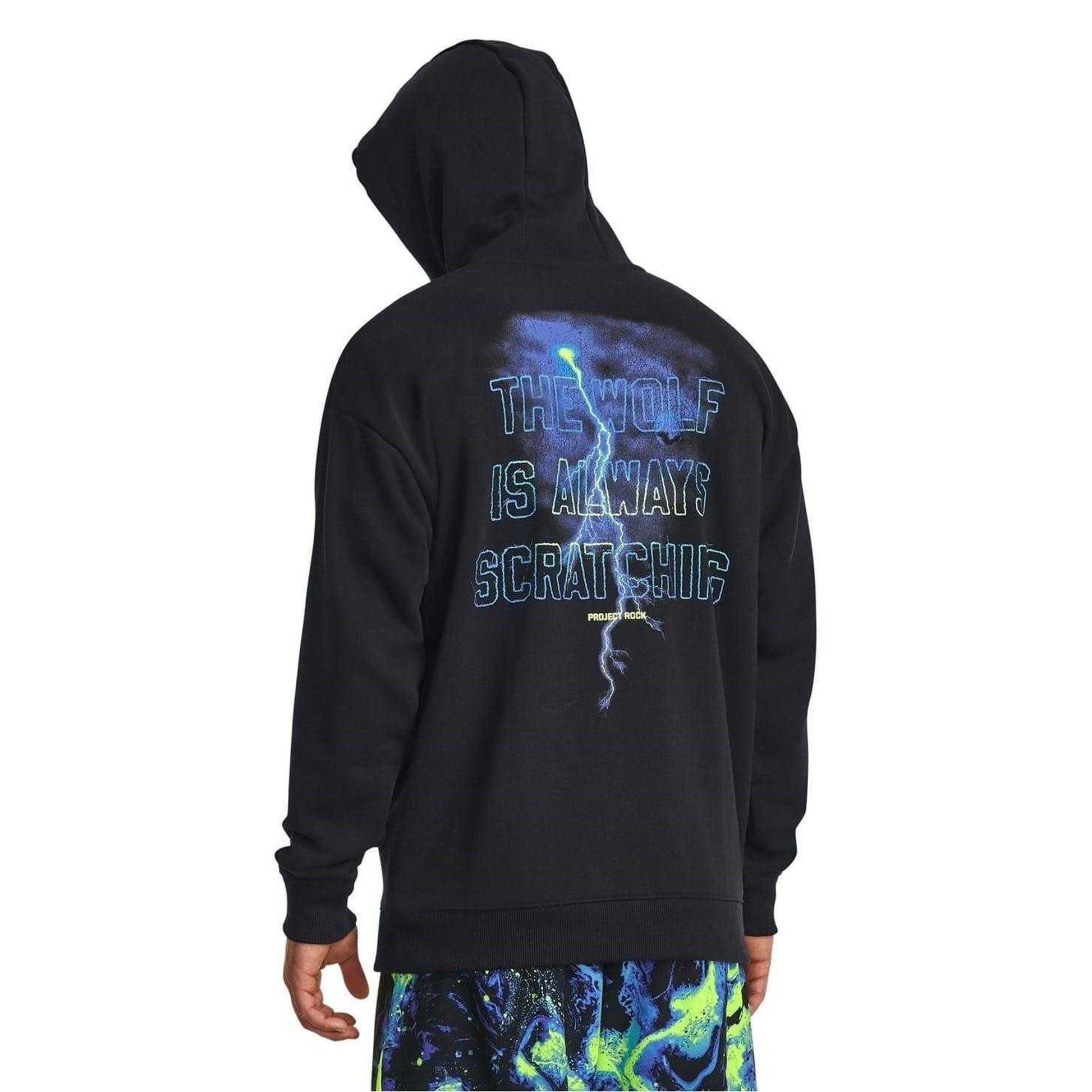 Black - Back - Under Armour Mens Project Rock Long-Sleeved Workout Hoodie