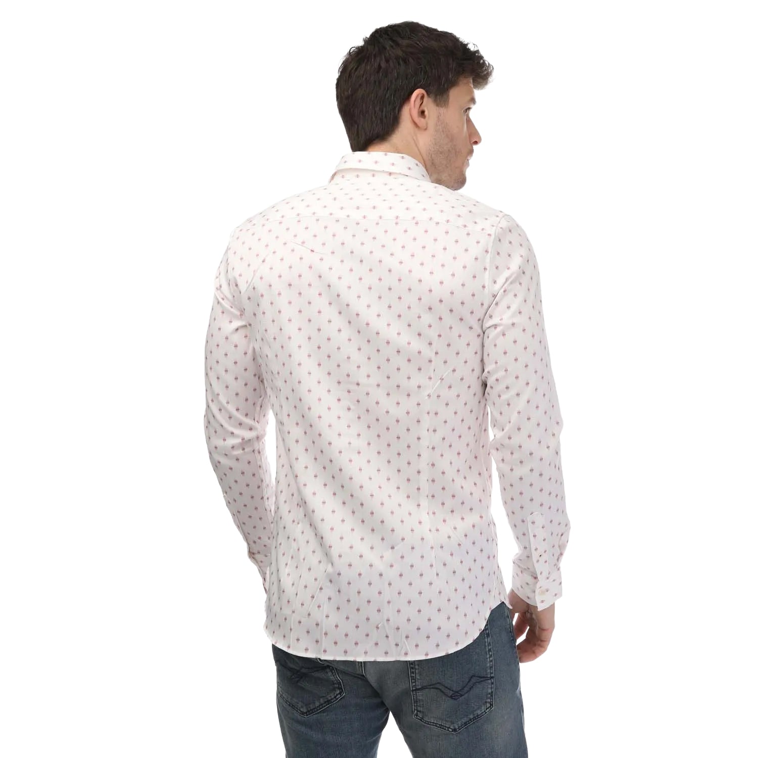 White - Back - Ted Baker Mens Ardea Geometric Long-Sleeved Shirt