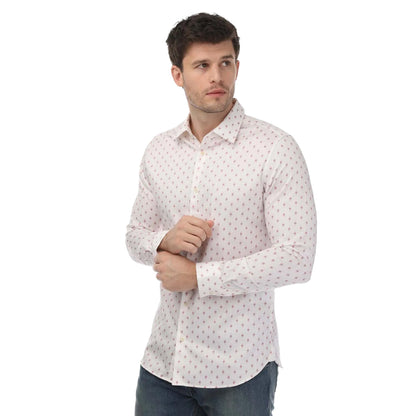 White - Front - Ted Baker Mens Ardea Geometric Long-Sleeved Shirt