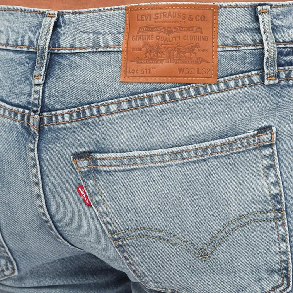 Blue - Side - Levis Mens 511 Thrifted Casual Slim Jeans