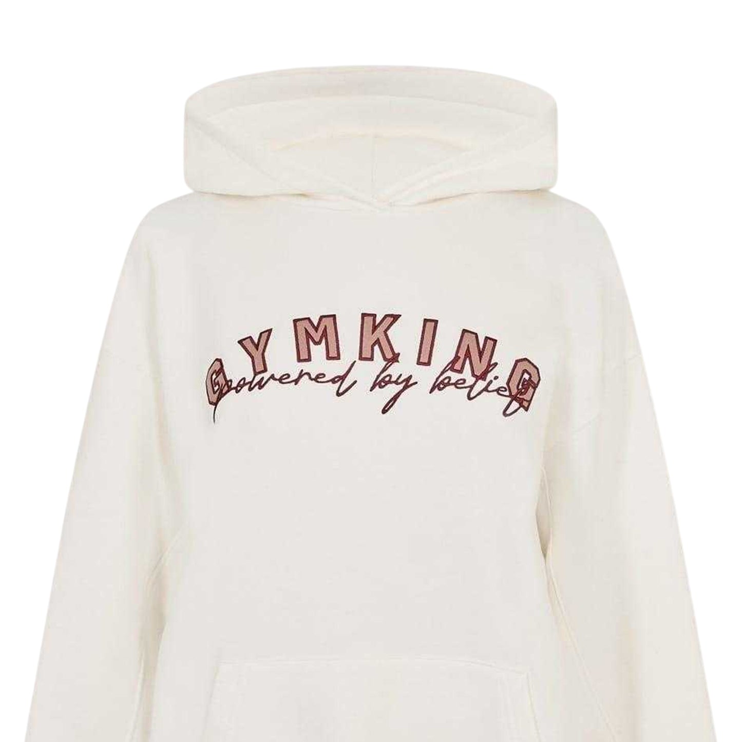 Cream - Back - Gym King Unisex Adult Relaxed Fit Long-Sleeved Hoodie