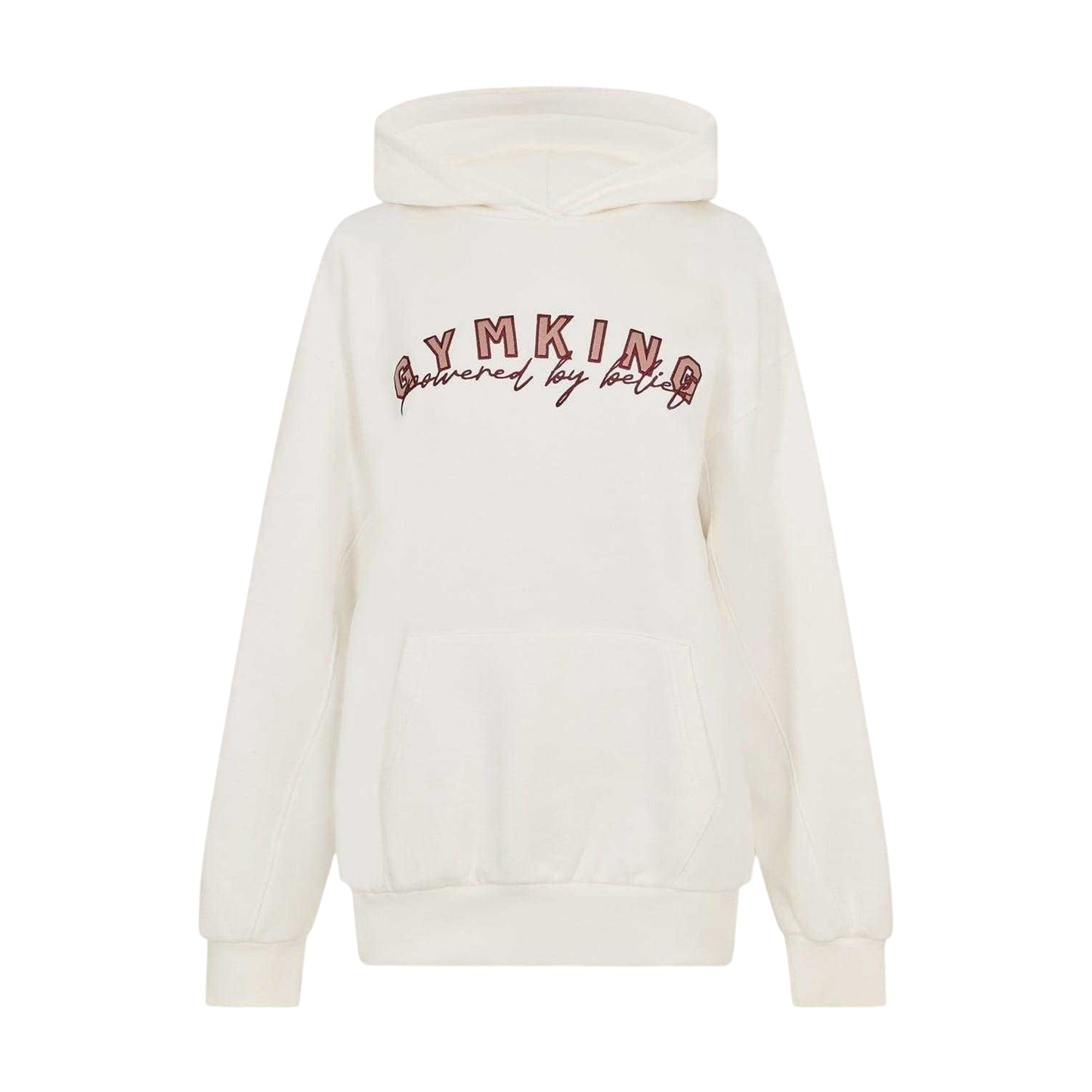 Cream - Front - Gym King Unisex Adult Relaxed Fit Long-Sleeved Hoodie