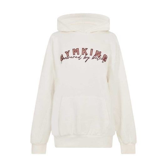 Cream - Front - Gym King Unisex Adult Relaxed Fit Long-Sleeved Hoodie