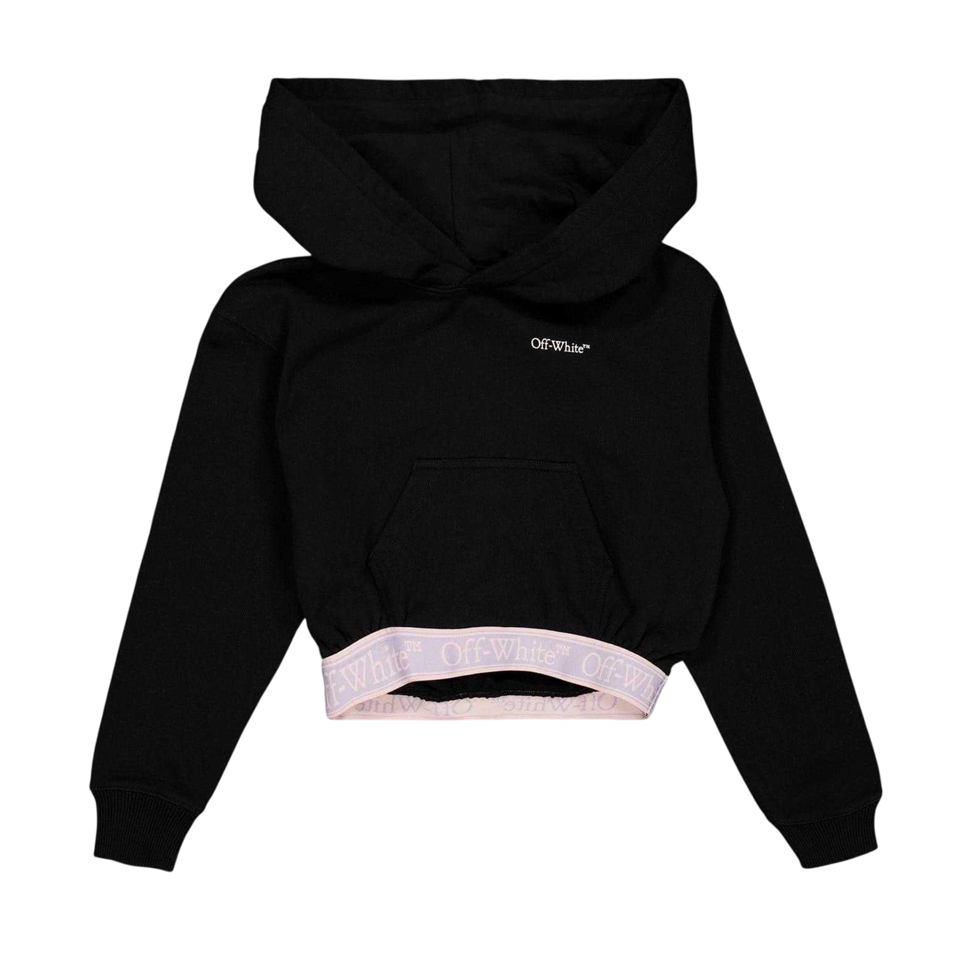 Black-Lilac Blend - Front - Off White Girls Crop Hoodie