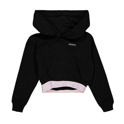 Black-Lilac Blend - Front - Off White Girls Crop Hoodie