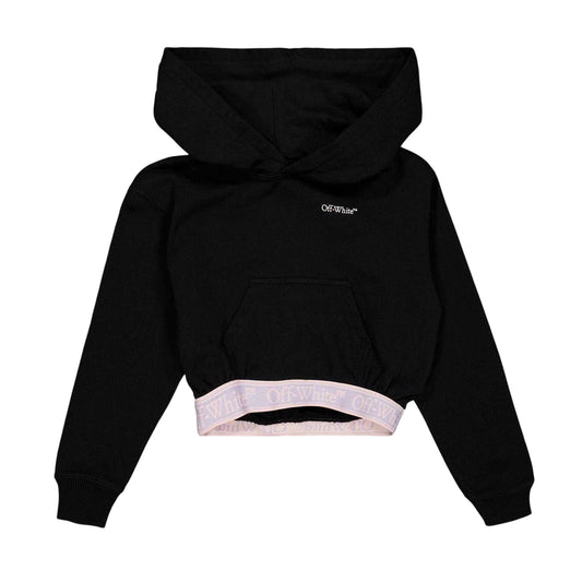Black-Lilac Blend - Front - Off White Girls Crop Hoodie