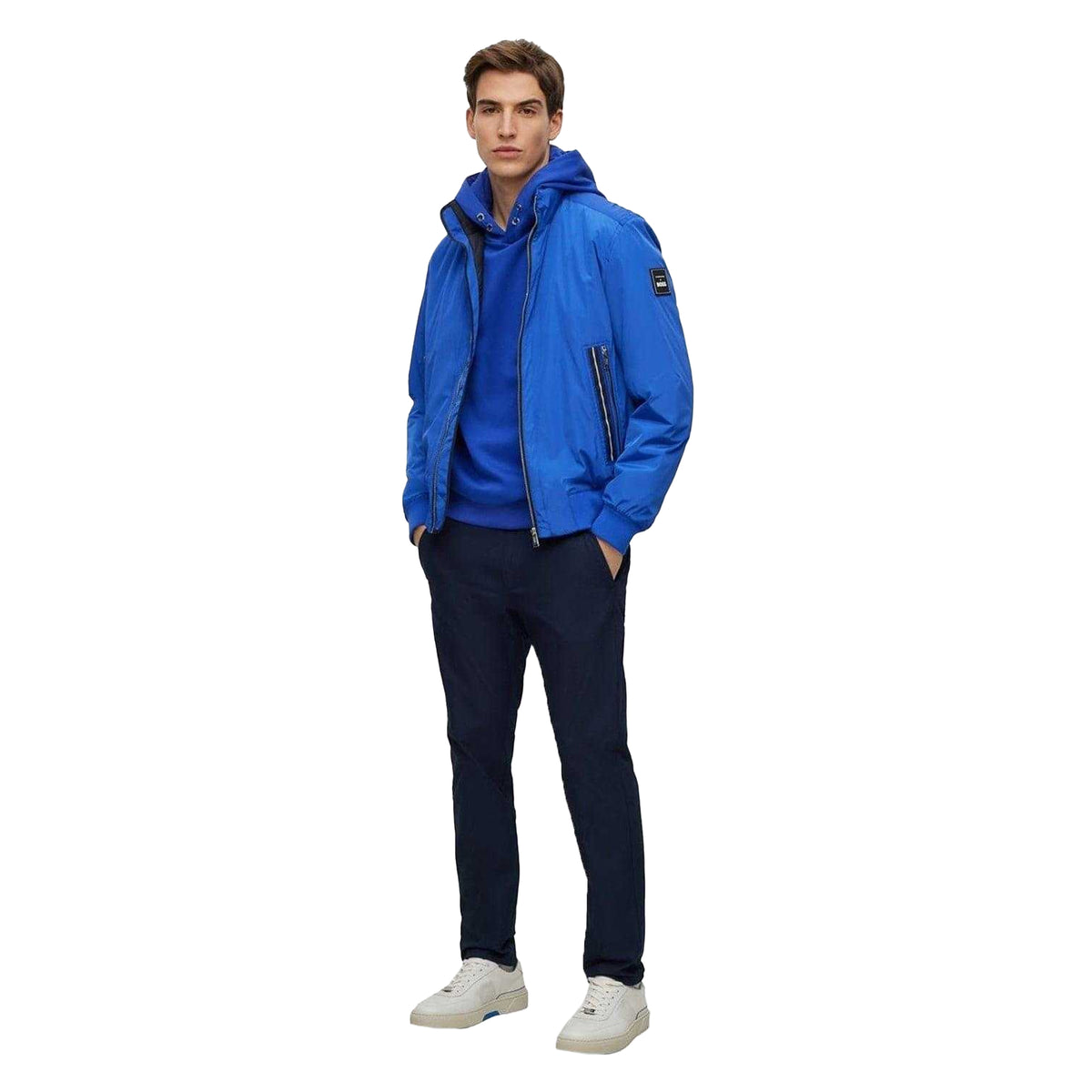 Bright Blue - Side - Boss Mens Porsche X Hoodie