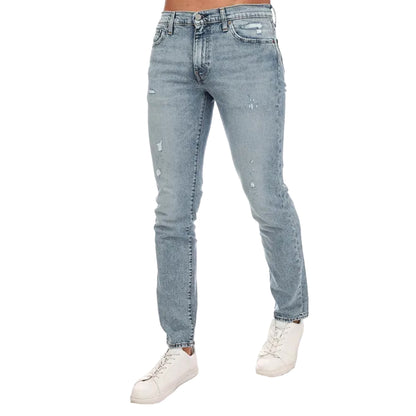 Blue - Front - Levis Mens 511 Thrifted Casual Slim Jeans
