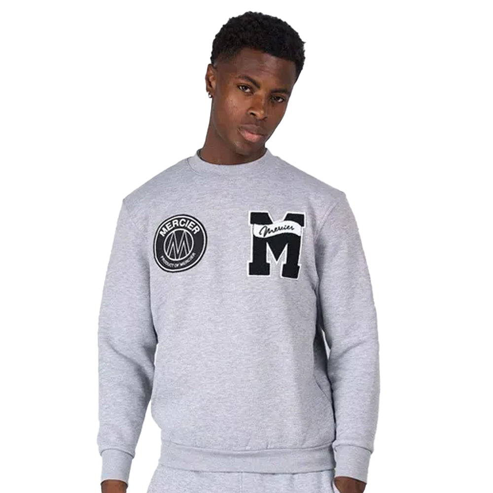 Grey - Front - Mercier Mens Academy Crew Neck Sweatshirt