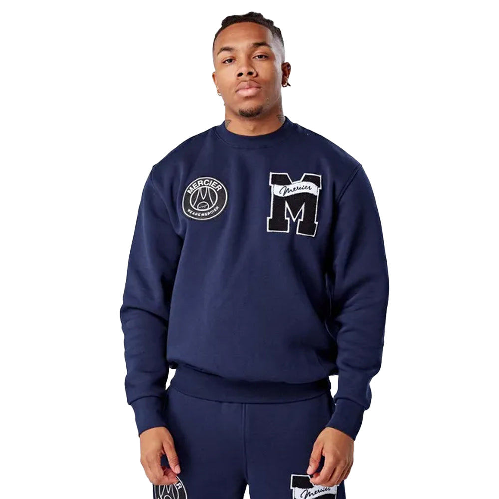 Navy - Front - Mercier Mens Academy Crew Neck Sweatshirt