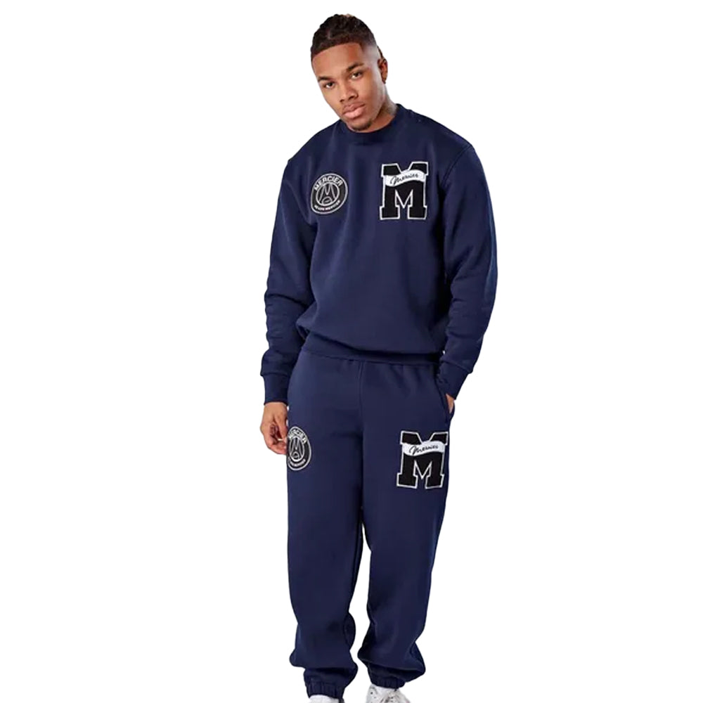Navy - Side - Mercier Mens Academy Crew Neck Sweatshirt