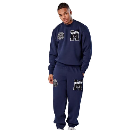 Navy - Side - Mercier Mens Academy Crew Neck Sweatshirt