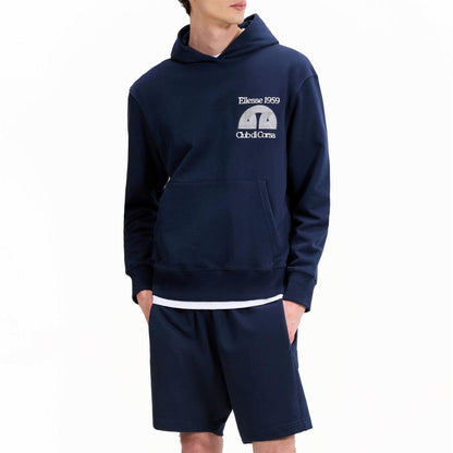 Navy - Back - Ellesse Mens Club Di Corsa Pullover Hoodie