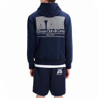 Navy - Side - Ellesse Mens Club Di Corsa Pullover Hoodie