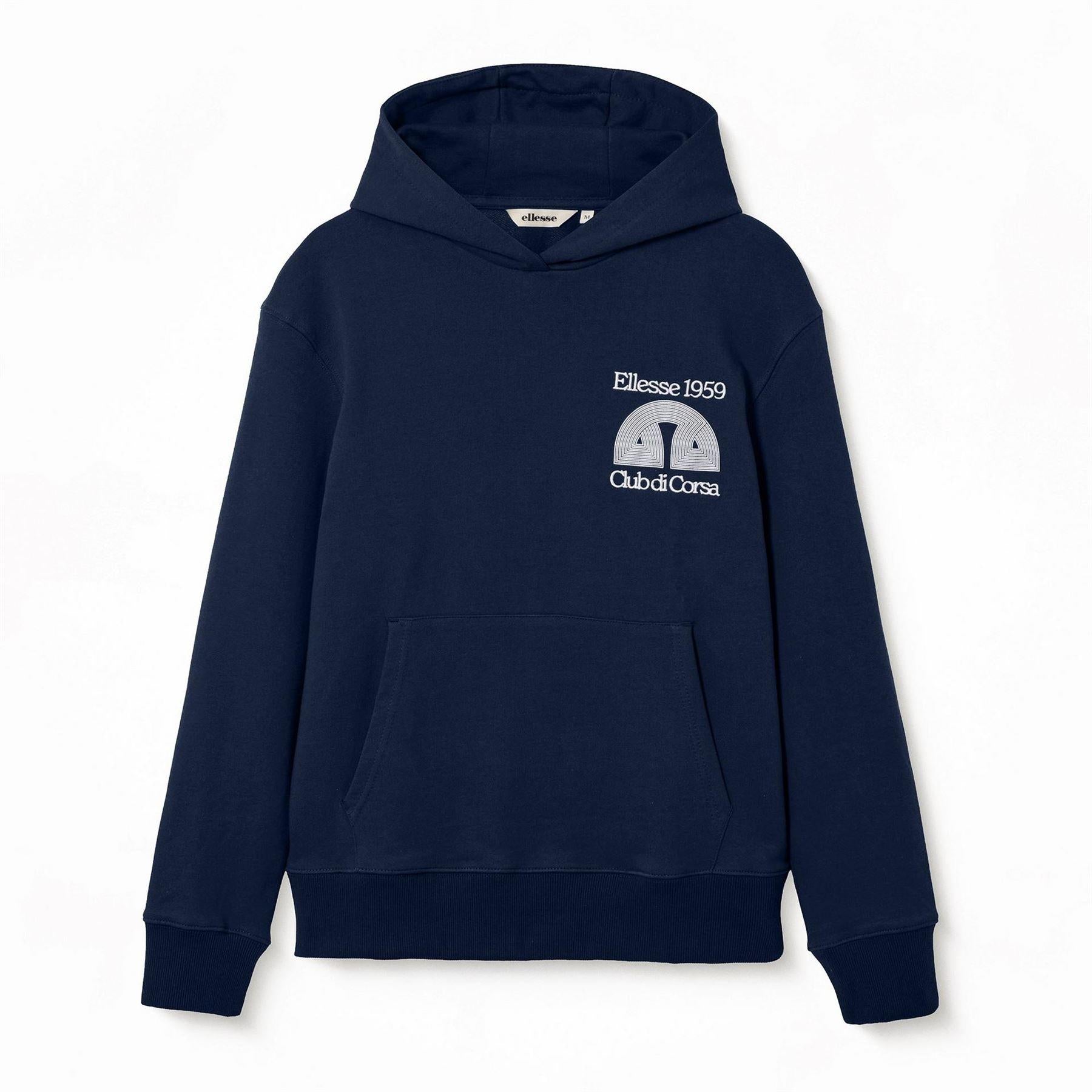 Navy - Front - Ellesse Mens Club Di Corsa Pullover Hoodie