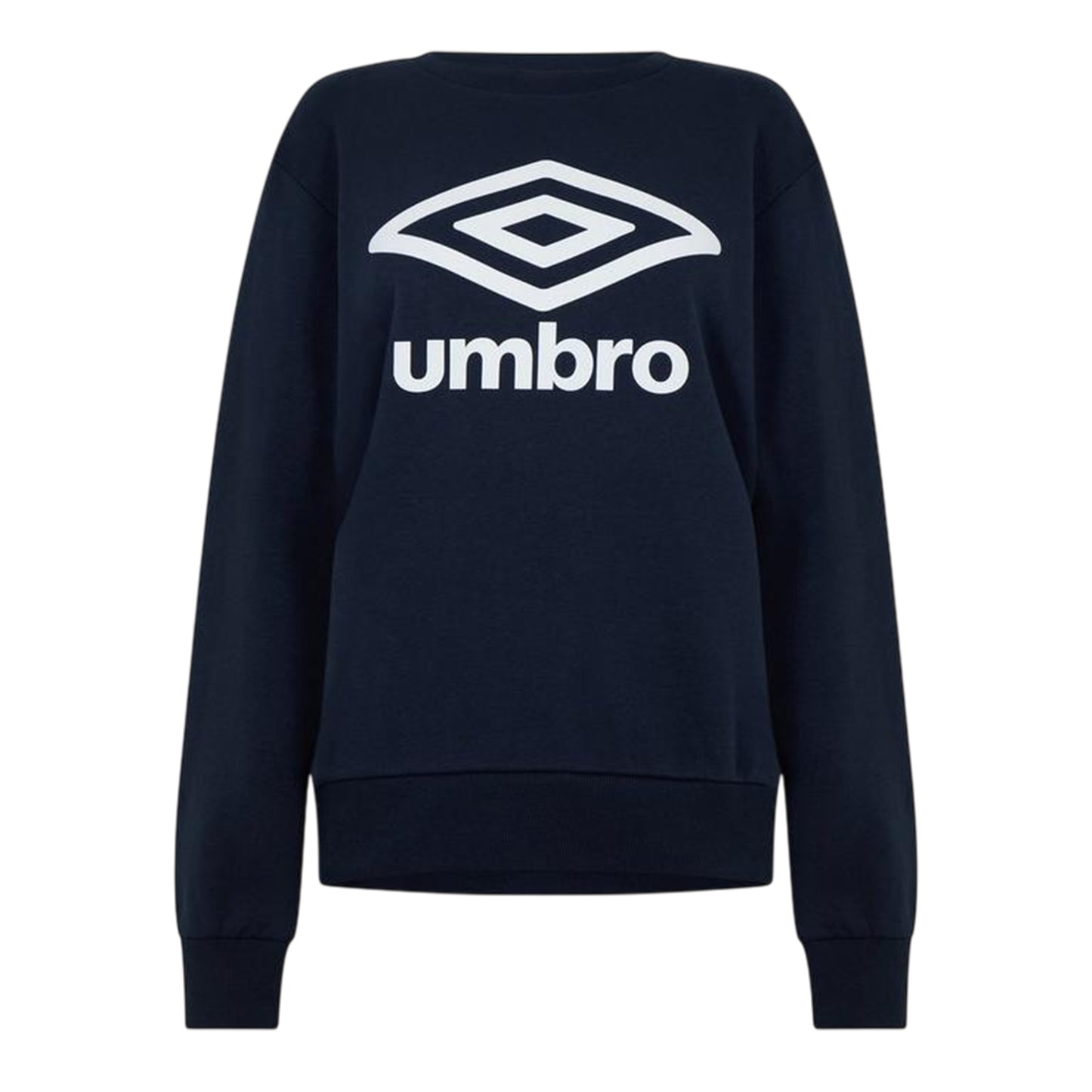 Navy Print - Front - Umbro Womens-Ladies Ribbed Cuff Relaxed Fit Sweatshirt