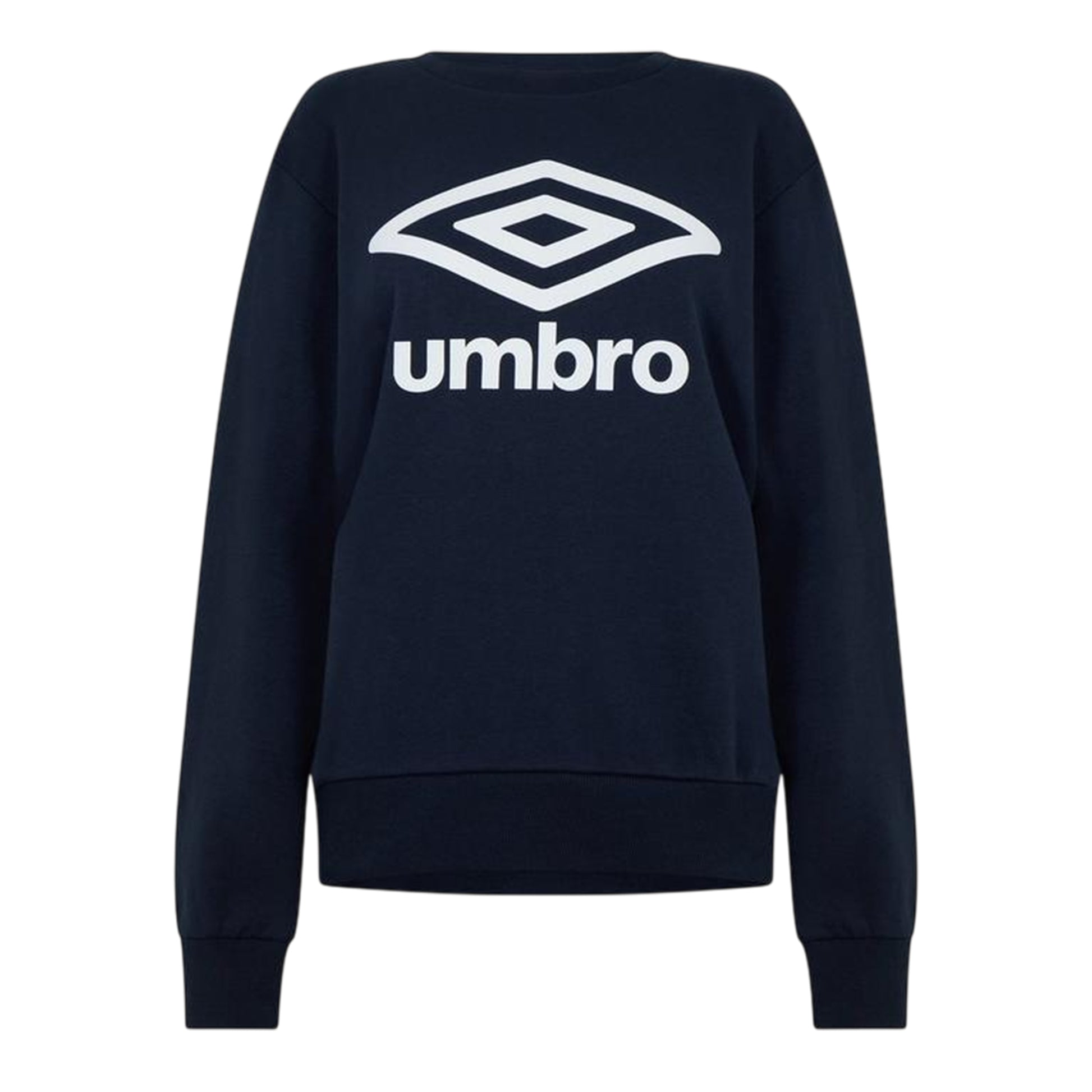 Navy Print - Front - Umbro Womens-Ladies Ribbed Cuff Relaxed Fit Sweatshirt