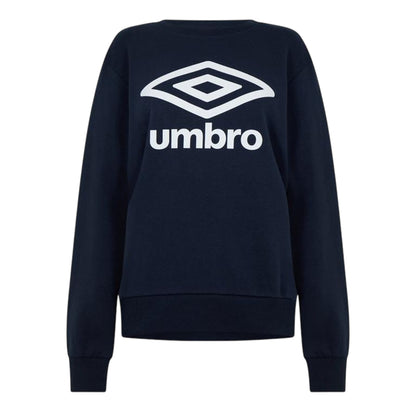Navy Print - Front - Umbro Womens-Ladies Ribbed Cuff Relaxed Fit Sweatshirt