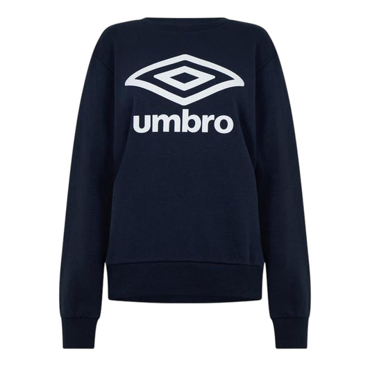 Navy Print - Front - Umbro Womens-Ladies Ribbed Cuff Relaxed Fit Sweatshirt