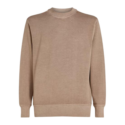 Taupe Grey - Front - Calvin Klein Mens Puff Print Cotton Blend Embellished Sweatshirt