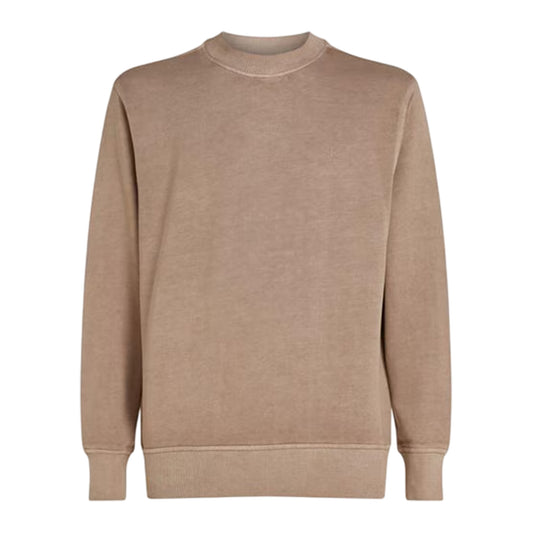 Taupe Grey - Front - Calvin Klein Mens Puff Print Cotton Blend Embellished Sweatshirt