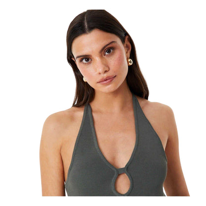 Khaki - Side - Jack Wills Womens-Ladies Ribbed Crop Top