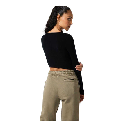 Black - Back - Jack Wills Womens-Ladies Keyhole Long-Sleeved Crop Top