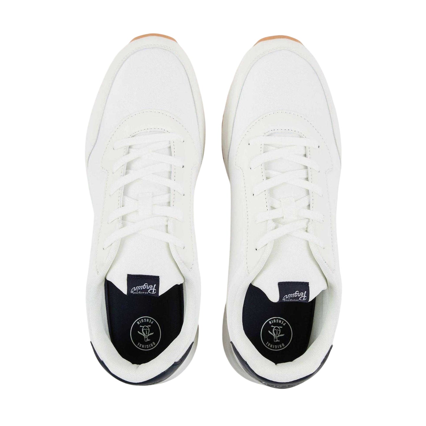 White - Side - Original Penguin Mens Lotus Canvas Flat Trainers
