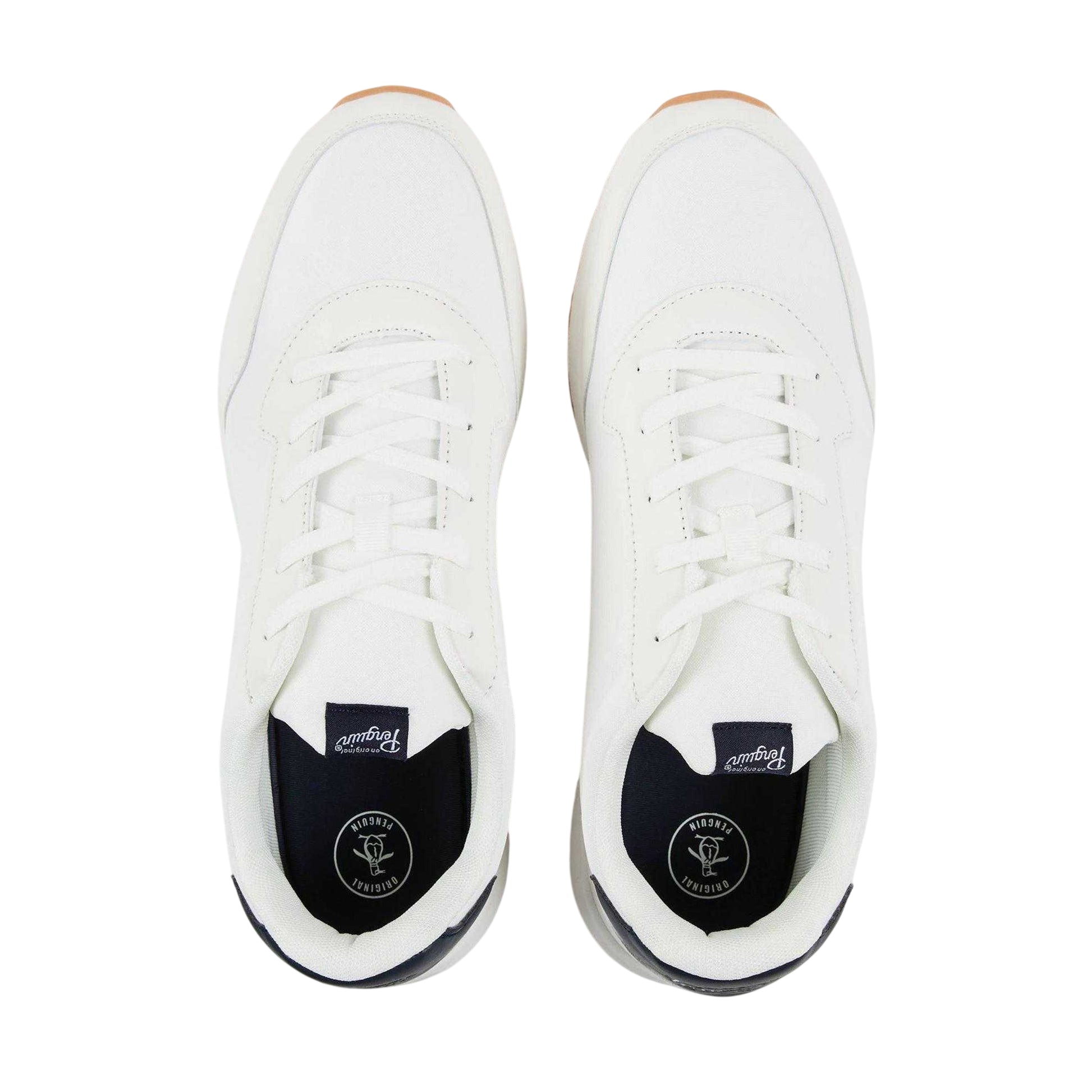 White - Side - Original Penguin Mens Lotus Canvas Flat Trainers