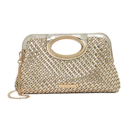 Gold - Front - Dune London Womens-Ladies Ellsaz Metallic Clutch Bag