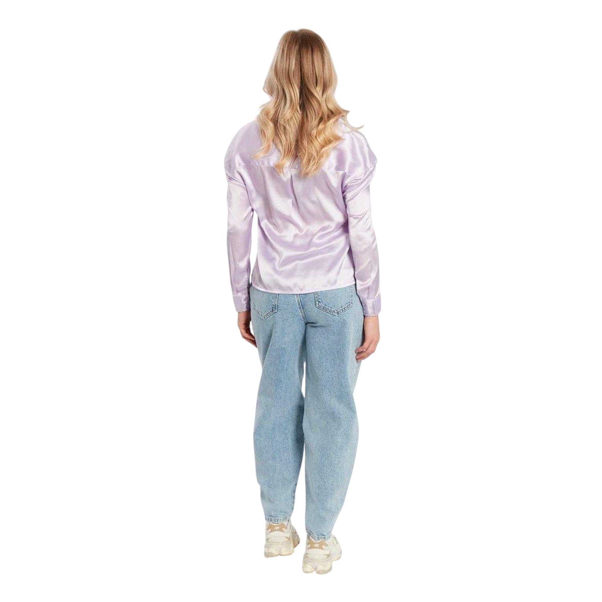 Lilac - Back - Influence Womens-Ladies Satin Relaxed Fit Long-Sleeved Shirt