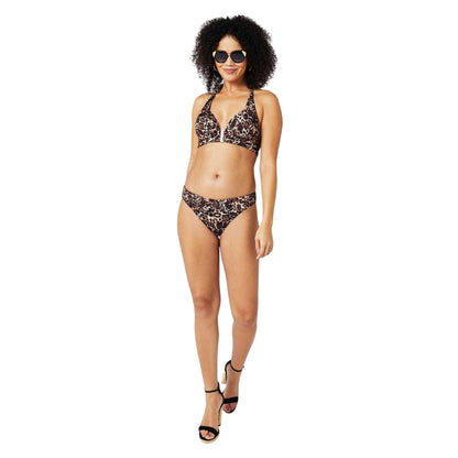 Brown-Black - Side - Biba Womens-Ladies Icon Leopard Print Bikini Bottoms