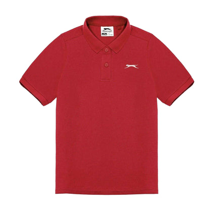 Red - Front - Slazenger Boys Plain Polycotton Polo Shirt