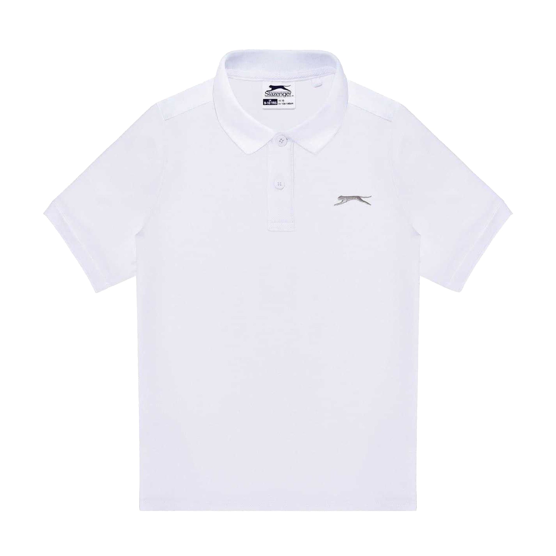 White - Front - Slazenger Boys Plain Polycotton Polo Shirt