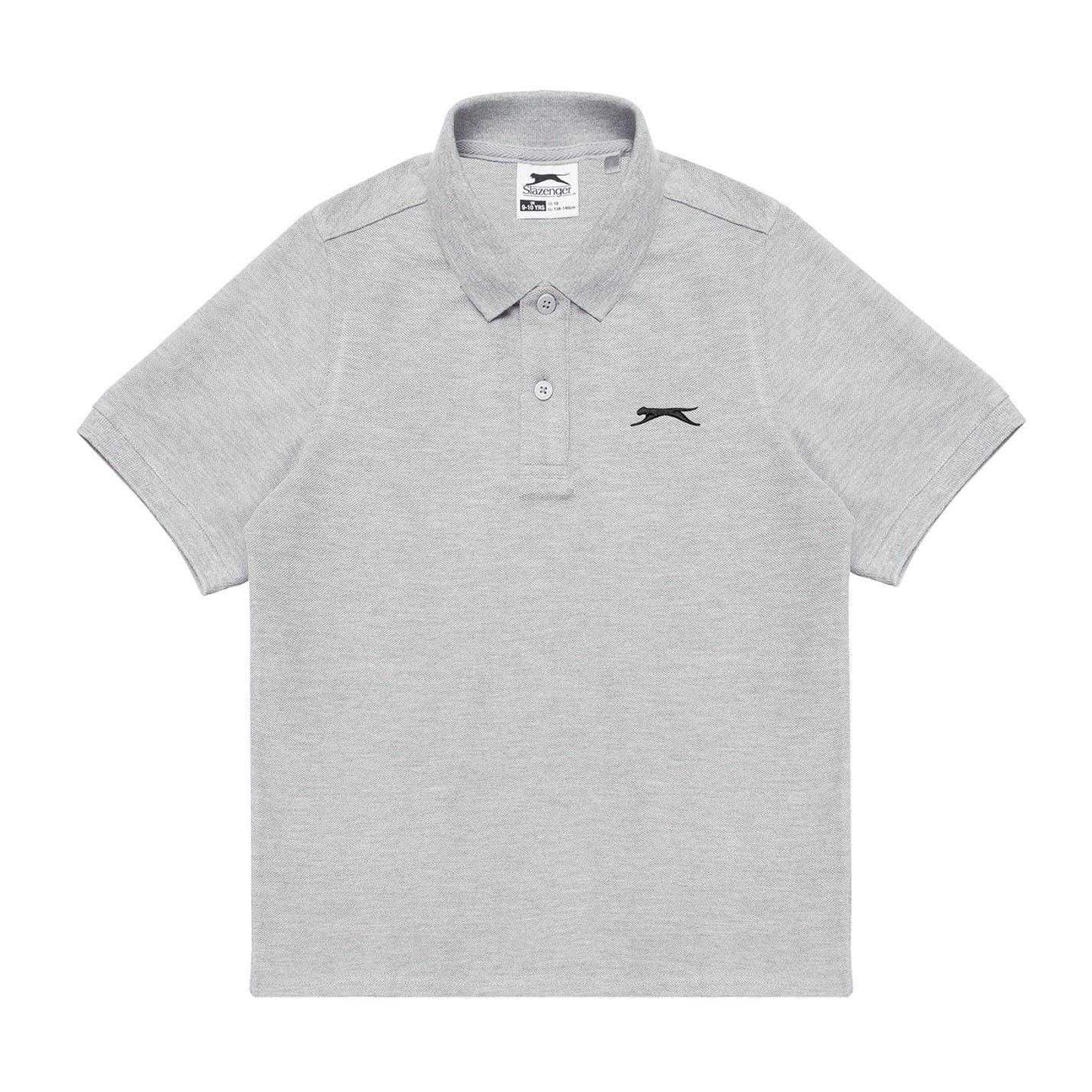 Grey Marl - Front - Slazenger Boys Plain Polycotton Polo Shirt