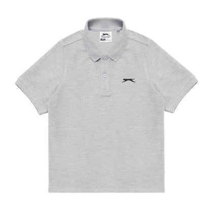 Grey Marl - Front - Slazenger Boys Plain Polycotton Polo Shirt