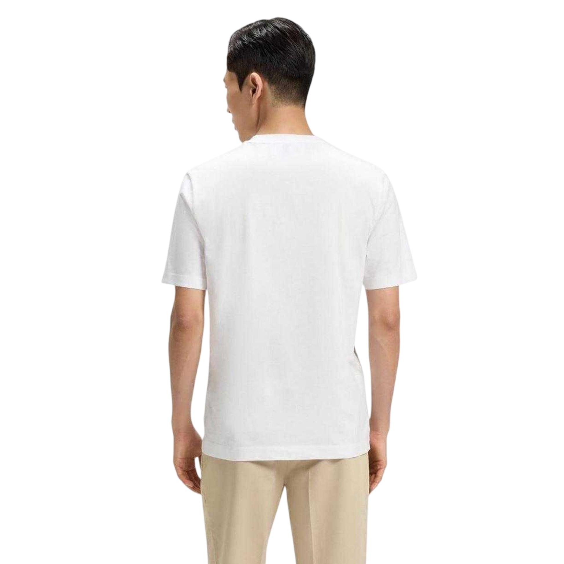 White - Back - Boss Mens Thompson 02 Cotton Jersey Regular T-Shirt