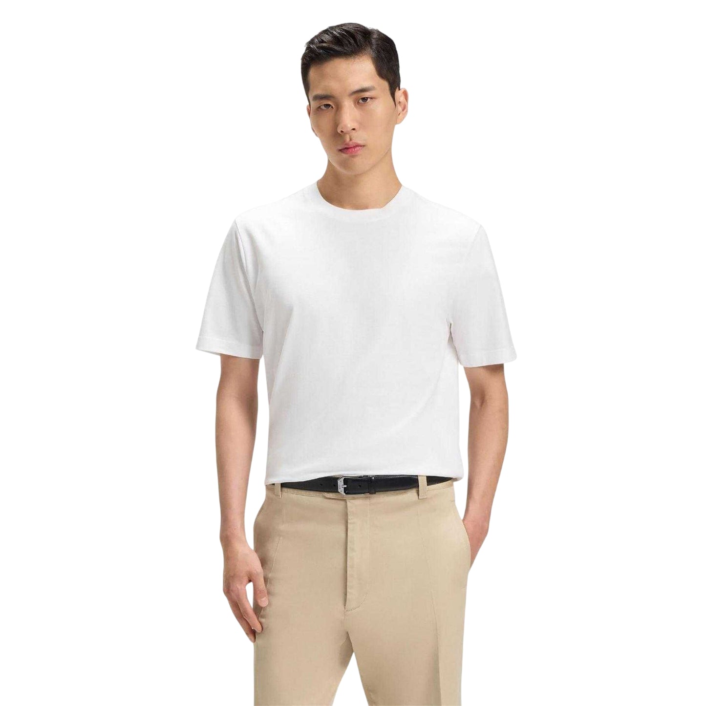 White - Side - Boss Mens Thompson 02 Cotton Jersey Regular T-Shirt