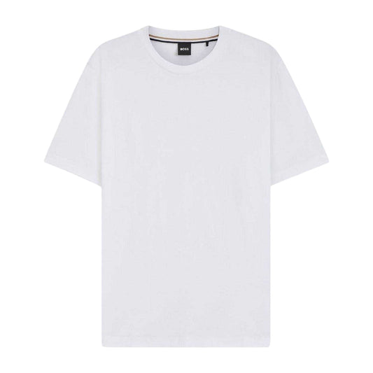 White - Front - Boss Mens Thompson 02 Cotton Jersey Regular T-Shirt